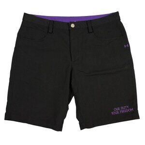 UNDER ARMOUR Shorts mens 38 Black Pinstripe And Purple With Pockets